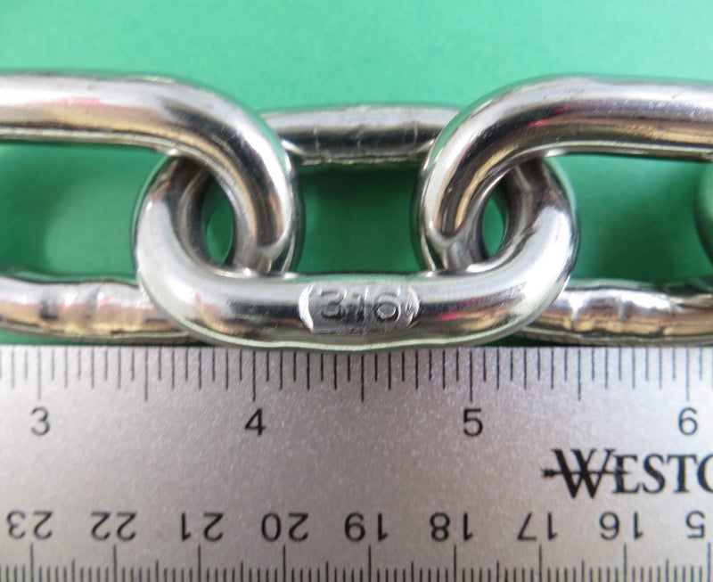 US Stainless Stainless Steel 316 Anchor Chain Shackles Boats Sailing Fishing Mooring (5/16" (8mm) x 6' with 3/8" Bow Shackles) - Image 3